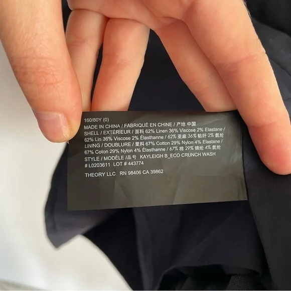 NWT Theory Kayleigh Button Front Mini Dress Navy Blue Sleeveless Linen Blend 0 - Picture 12 of 15